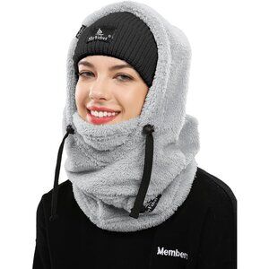 Women's Balaclava Wind-Resistant Winter Face Mask Fleece Ski Mask Hat Cap Grey